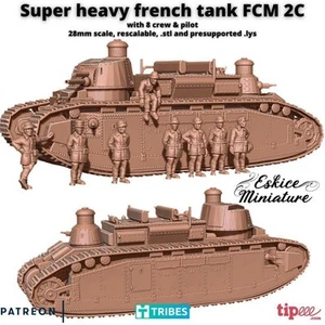 Segunda Guerra Mundial French Char 2 FCM 2C con tripulación (1 tanque y 8 tripulantes) varias escalas históricas - Imagen 1 de 10