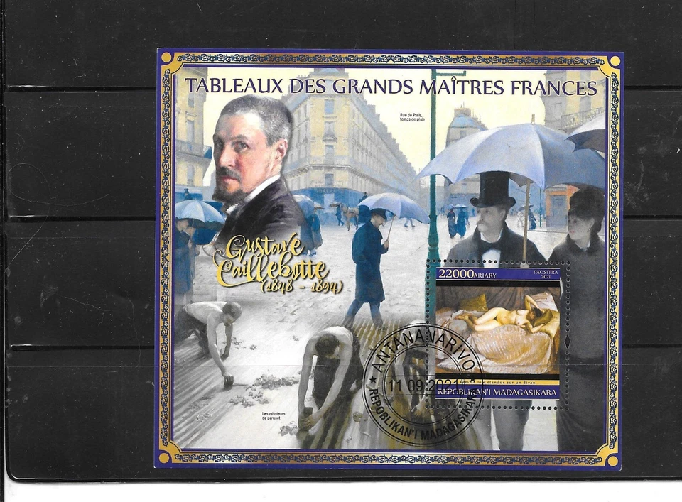 MADAGASCAR 2021 ARTE FRANCÉS CAILLEBOTTE CTO USADO XF HOJA DE RECUERDO SELLO Foto 1 de 1