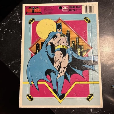Vintage 1989 Batman Puzzle Frame Tray DC Comics Golden 12 Piece Puzzle NEW - Image 1 of 4
