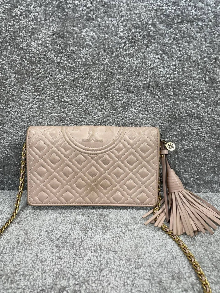 Bandolera Tory Burch Carteras Mujer Cuero Rosa Fleming Cremallera Ranuras para Tarjetas Cadena Foto 1 de 4