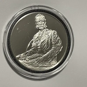 1898 Man with The Cat Cecilia Beaux Sterling Silver Proof Coin Round Medal Art - Picture 1 of 14