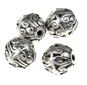 Perle di metallo metallo distanziatore sfera 9 mm 10 pz argentato parti intermedie perline M534 - Foto 1 di 1