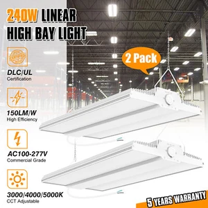 2Pack Linear High Bay Warehouse LED Shop Lighting Fixture 240W 3000K/4000K/5000K - Picture 1 of 16