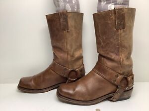 VTG WOMENS SENDRA HARNESS MOTORCYCLE BROWN BOOTS SIZE 6.5