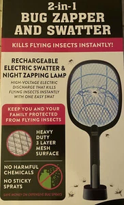 Magic Mesh 2 in 1 Bug Zapper Swatter Rechargeable Electric Swatter & Night Lamp - Picture 1 of 9