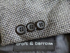 48L Brown Zigzag Broken Check WORSTED WOOL Tweed Blazer Jacket Sport Coat