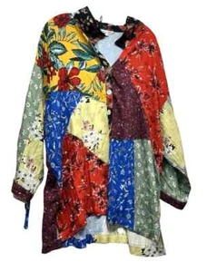 John Mark Camicia Donna 2X Multicolore Patchwork Bottoni Misto Rayon (D2) - Foto 1 di 5
