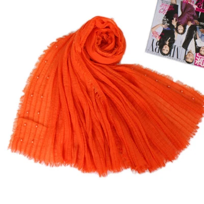 Cachecol longo xales hijab feminino muçulmano algodão enrugado linho estola lisa - Imagem 1 de 4