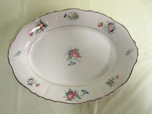 Aberdeen China Selma Pattern 12" Oval Serving Platter, Gold Trim - Picture 1 of 6