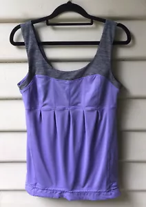 LULULEMON Purple Top Grey Marle Drawstring Hem US 8 AU 12 Pocket Pleats As New - Picture 1 of 8