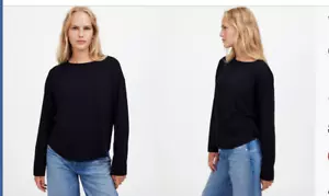 Madewell $45 Relaxed Long Sleeve Tee Black Size XS NT924 - Picture 1 of 6