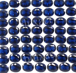 Natural Ceylon Blue Sapphire Certified 3x2.5 MM Oval Shape Gemstone 10 Pcs Lot - Picture 1 of 8