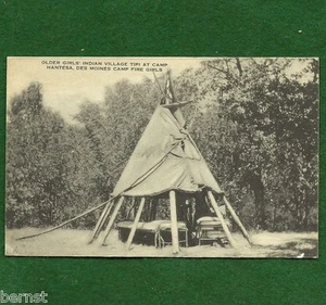 TARJETA POSTAL CHICAS DE FUEGO - CAMP HANTESA - DES MOINES - NO SCOUT - Imagen 1 de 2