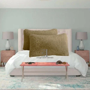 Par de fundas de almohada suaves de piel esponjosa de lujo abrazos y abrazos de peluche solamente - visón - Imagen 1 de 1