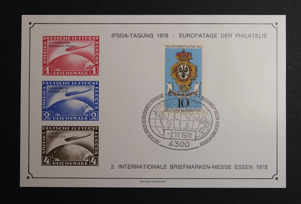 Deutsche Luftpost Zeppelin IFSDA TAGUNG 1978 Essen - Faksimile - Bild 1 von 1