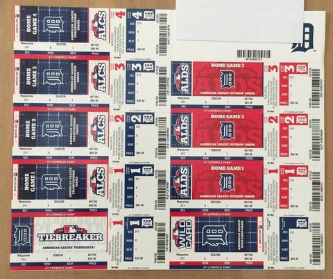 2012 MLB DETROIT TIGERS POSTSEASON ALDS ALCS FULL BASEBALL TICKETS SHEET YANKEES Cover