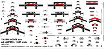 TAURO MODEL TM400/A09 BANDIERE NAVALI - MARINA IMPERIALE GERMANICA (1914-18) - Immagine 1 di 2