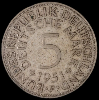 Germany - 5 Mark - 1951 F - KM#112 - J - Item #4 - Image 1 of 3