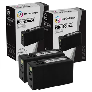 LD 9183B001 PGI-1200XL Black Ink Cartridge 2 Pack for Canon MB2320 MB2020 MB2120 - Picture 1 of 9
