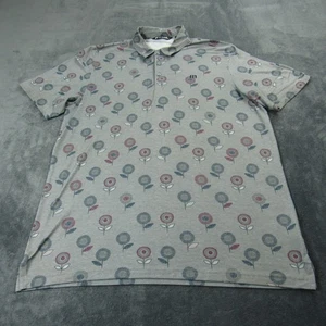 TravisMathew Polo Shirt XL Gray Floral Print Short Sleeve Performance Stretch - Picture 1 of 9