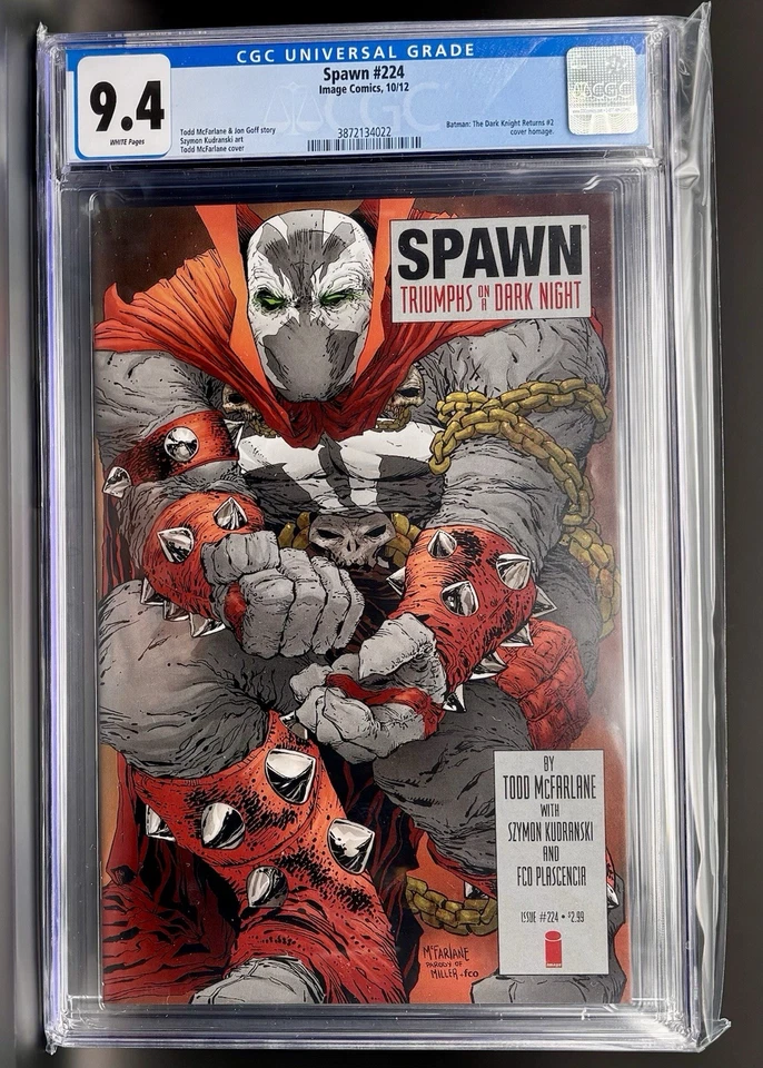SPAWN #224 CGC 9,4 PÁGINAS BLANCAS CABALLERO OSCURO IMAGEN HOMENAJE 2012 Foto 1 de 2