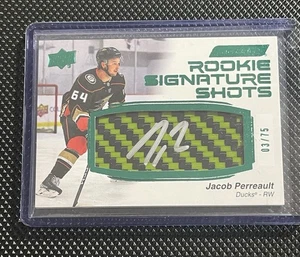 Jacob Perreault - 2023-24 UD Engrained Rookie Signature Shots Green Auto /75 - Picture 1 of 2