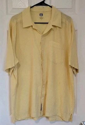 REI Co Op Shirt Hemp Organic Cotton Collar Yellow Camp Hawaiian Outdoors - Image 1 of 4