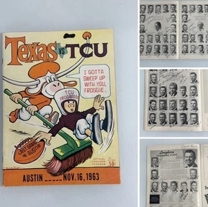 Texas Longhorns vs TCU Signed Program Nov 16 1963 Coach Darrell Royal 74 AUTOS ! - Picture 1 of 17
