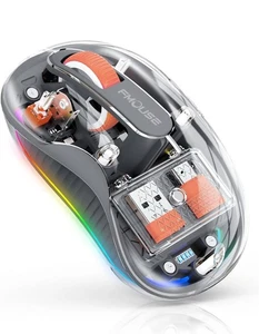 FMOUSE Transparent Wireless Mouse, Dual Bluetooth & 2.4GHz for Multi Device,... - Photo 1/10