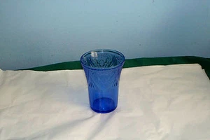 ROYAL LACE RITZ BLUE DEPRESSION GLASS TUMBLER 4.25"  COBALT HAZEL ATLAS - Picture 1 of 3