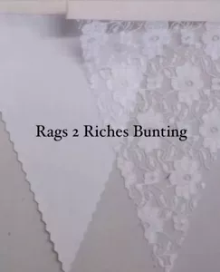 15m Lace & White Cotton Bunting BARGAIN PRICE 50ft, Wedding, Christening, Events - Picture 1 of 1