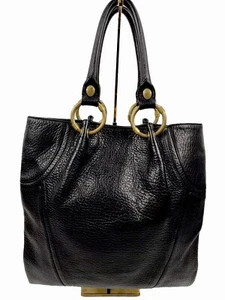 Kenneth Cole Large Black Pebbled Leather Tote Shoulder Bag Brass Hardware - Picture 1 of 13