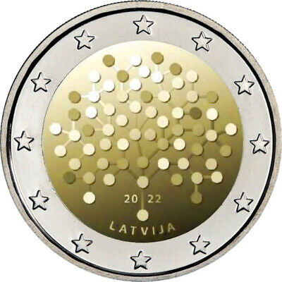 2€ CC Letonia 2022  (100 Años Del Establecimiento Del Banco De Letonia). S/C  • 3€