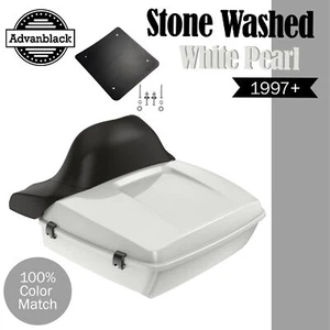 STONE WASHED WHITE PEARL Chopped Tour Pack Wrap Around For Harley/Softail 97+ - Picture 1 of 12