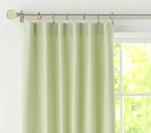 Pottery Barn Kids Light Green Twill Curtain Panel with Blackout Liner - Set Of 2 - Picture 1 of 4