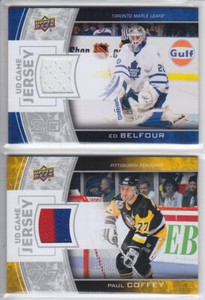 2013-14 UD SERIES ED BELFOUR GAME JERSEY GJ-EB GAME USED Upper Deck Leafs