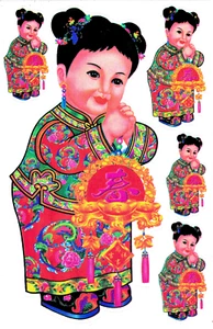 Planche lot stickers autocollants personnage Chine Chinoise nouvel an folklore - Picture 1 of 2
