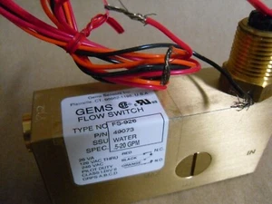 GEMS FLOW SWITCH 49073 .5-20 GPM FS-926 - Picture 1 of 6