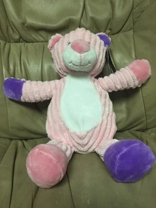 BEVERLY HILLS TEDDY BEAR COMPANY pink white purple TEDDY BEAR RATTLE 12" plush - Picture 1 of 4