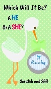 66 Gender Reveal Scratch Off Cards - Party Favor - Girl or Boy -Shower Game - Picture 1 of 19