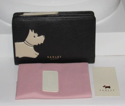 Cartera Monedero Radley London RADLEY STAMP Mediana Plegada Negra Nueva con Etiquetas $98 Foto 1 de 4