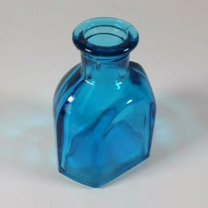 Vintage Bud Vase, Blue Glass Jar Decor, No Lid, No Markings, 3.5" Tall - Picture 1 of 7