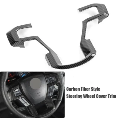 Carbon Fiber Steering Wheel Panel Trim Cover Bezel Fits for Ford F150 F250 F350 Foto 1 de 4