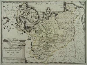 ARCHANGELSK WEIßES MEER KOLA RUSSLAND KARTE REILLY 1790 ARKHANGELSK MAP K97 - Picture 1 of 2