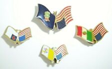 Lot of 4 Mixed American Crossed Flags Alliance Lapel Hat Pin US Flag Military