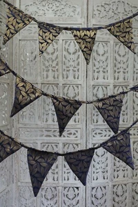 blue Handmade Indian Recycled Sari Bunting Flags Garden 6.1 metres SKU17390 - Picture 1 of 5