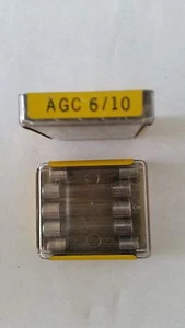 BUSSMANN AGC 6/10 6/10 AMP FAST ACTING 1/4 X 1-1/4 250 VAC BOX OF 5PC) - Picture 1 of 1
