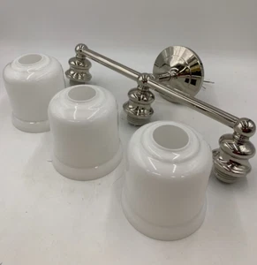 Pottery Barn Merten Triple Sconce w/ Glass Shades Polished Nickel #8023D READ - Picture 1 of 7