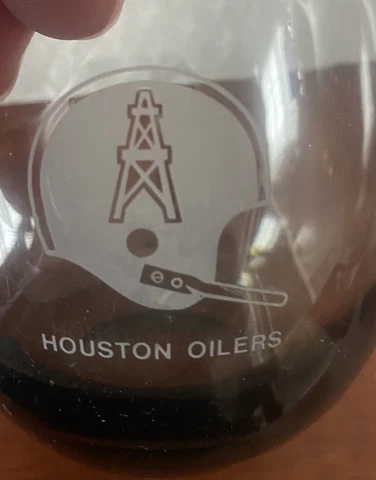 Vintage 1970’s Houston Oilers NFL Rocks Glass Smoked Low Ball Glass Bar Ware Cover