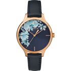 Womens Wristwatch TIMEX CRYSTAL BLOOM TW2R66700 Leather Blue Gold Rose Swarovski
